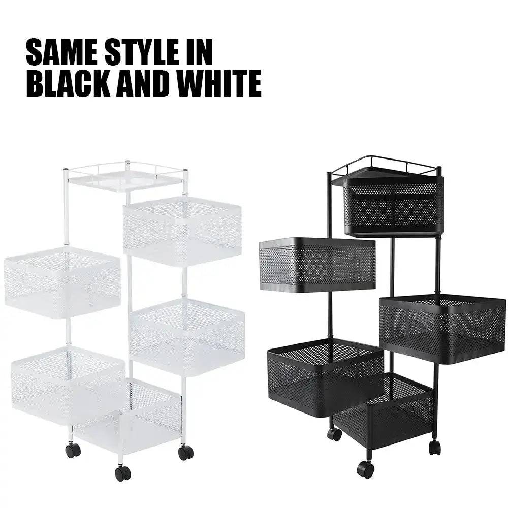 5-Layer Rotatable Kitchen Shelves with Wheels