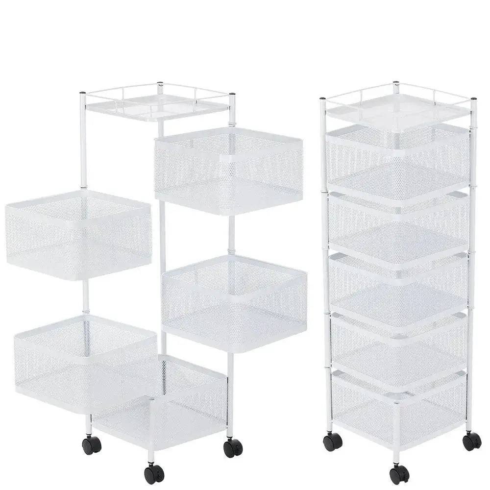 5-Layer Rotatable Kitchen Shelves with Wheels