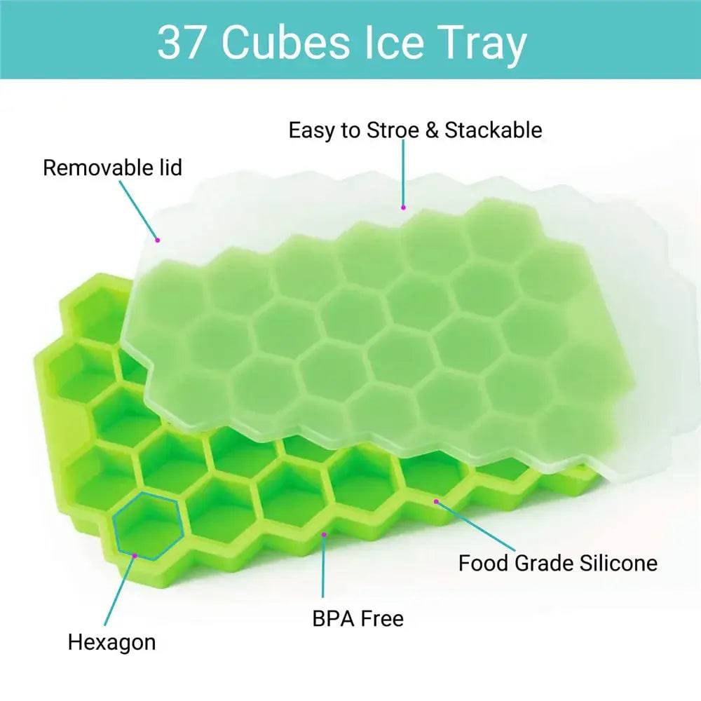 Honeycomb Silicone Ice Cube Mould with Lid Reusable Food-Grade Ice Maker