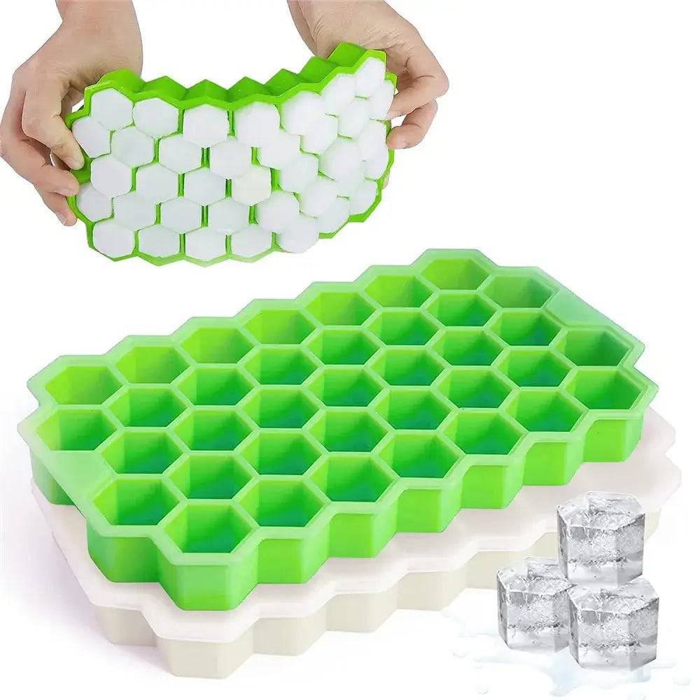 Honeycomb Silicone Ice Cube Mould with Lid Reusable Food-Grade Ice Maker