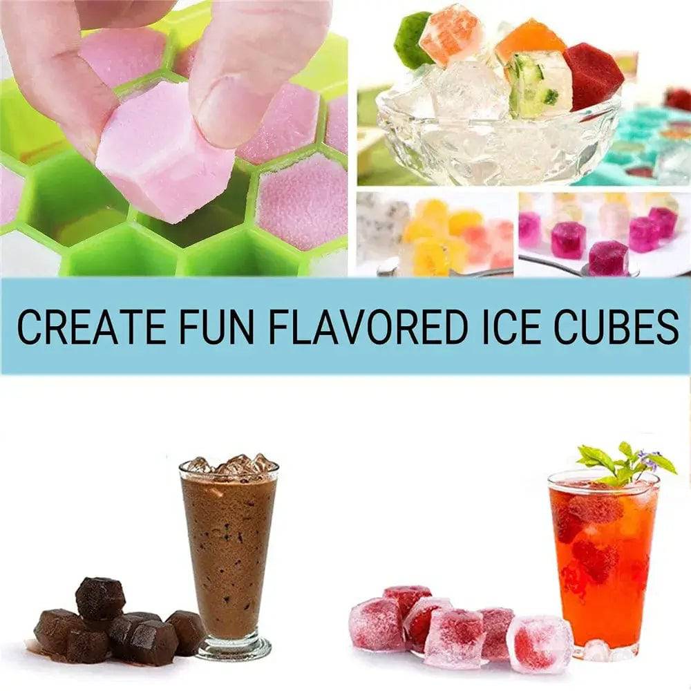 Honeycomb Silicone Ice Cube Mould with Lid Reusable Food-Grade Ice Maker