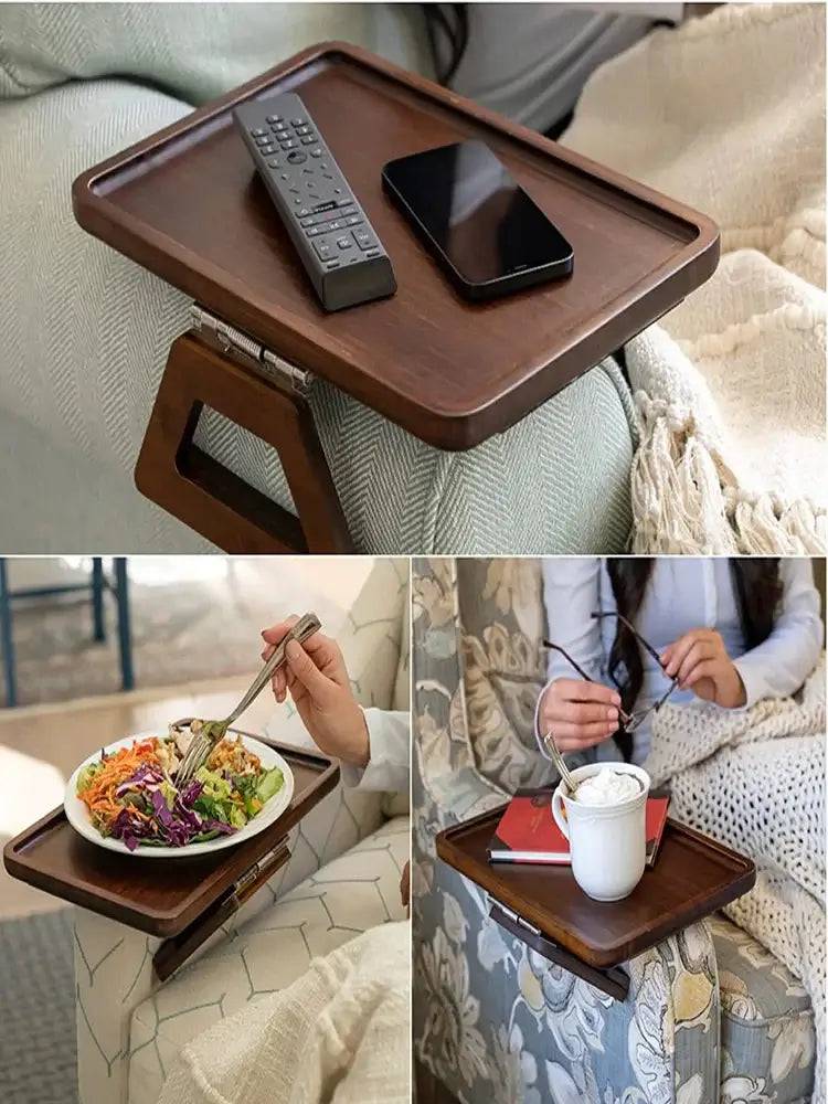 Foldable Bamboo Sofa Armrest Table