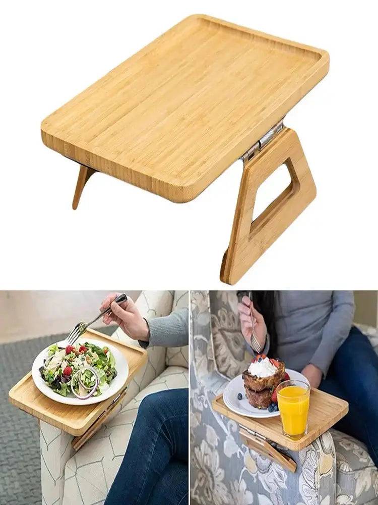 Foldable Bamboo Sofa Armrest Table