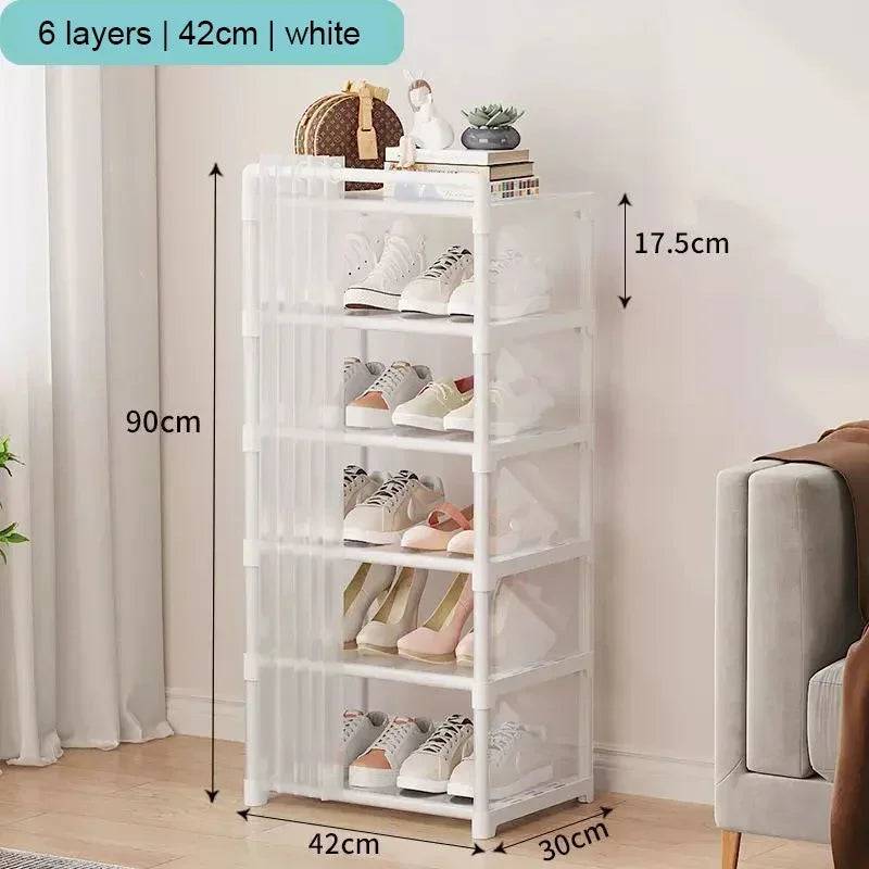 Multi-Layer Shoe Rack with Door Curtains