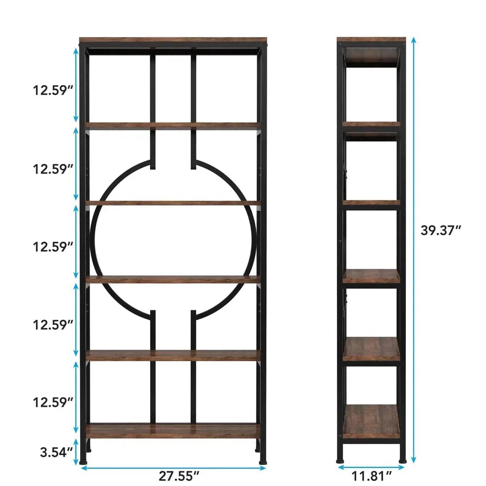 Retro 5-Tier Bookcase & Storage Shelf