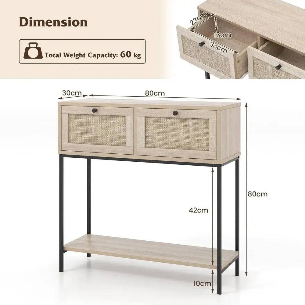 2-Tier Console Table with Boho Style