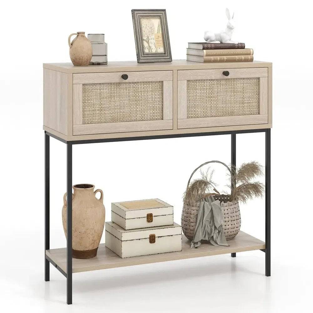 2-Tier Console Table with Boho Style