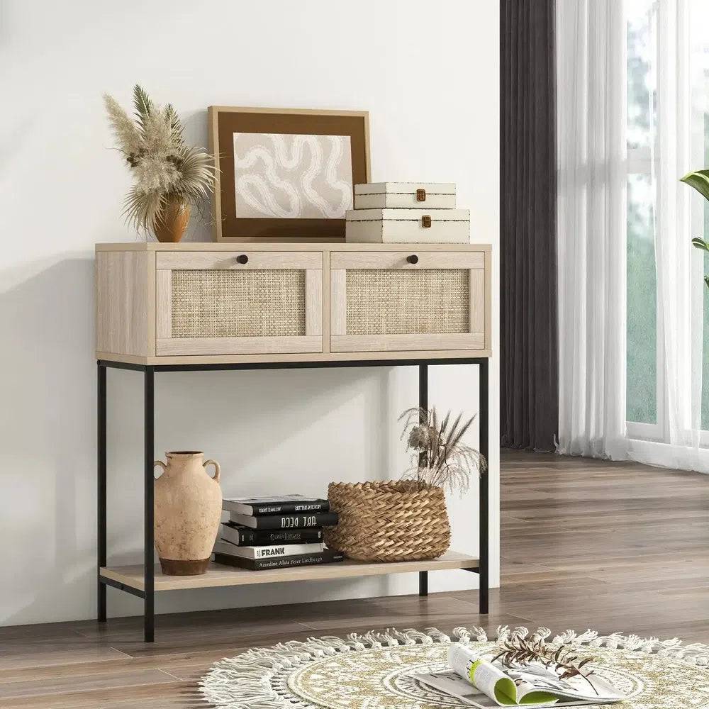 2-Tier Console Table with Boho Style