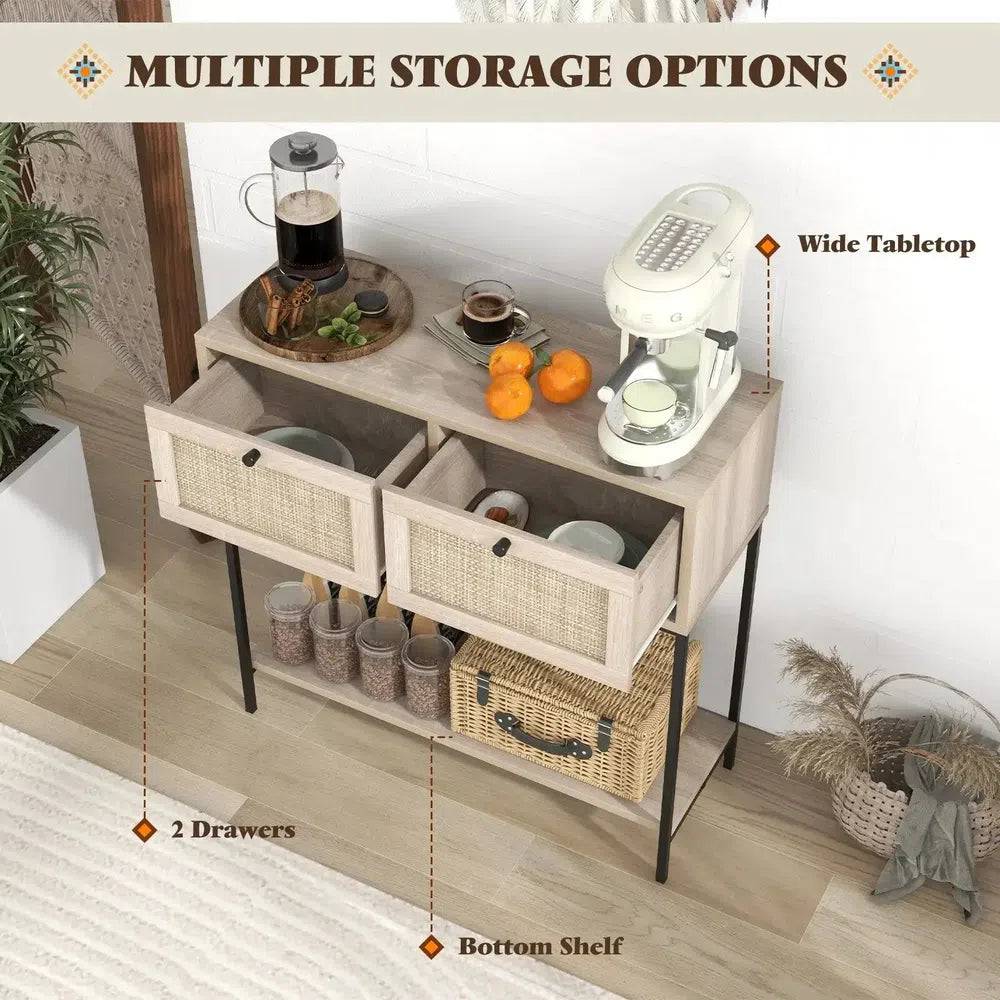 2-Tier Console Table with Boho Style