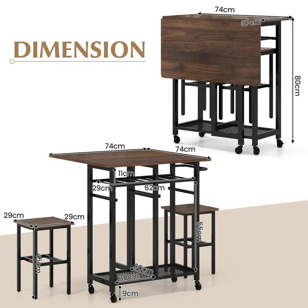 3-Piece Folding Dining Table Set