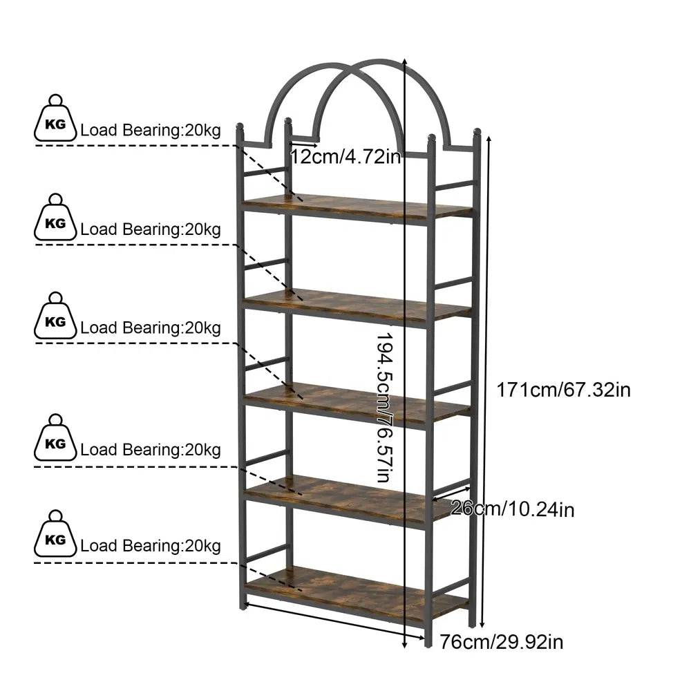 5 Tier Arched Metal Plant Stand & Bookshelf