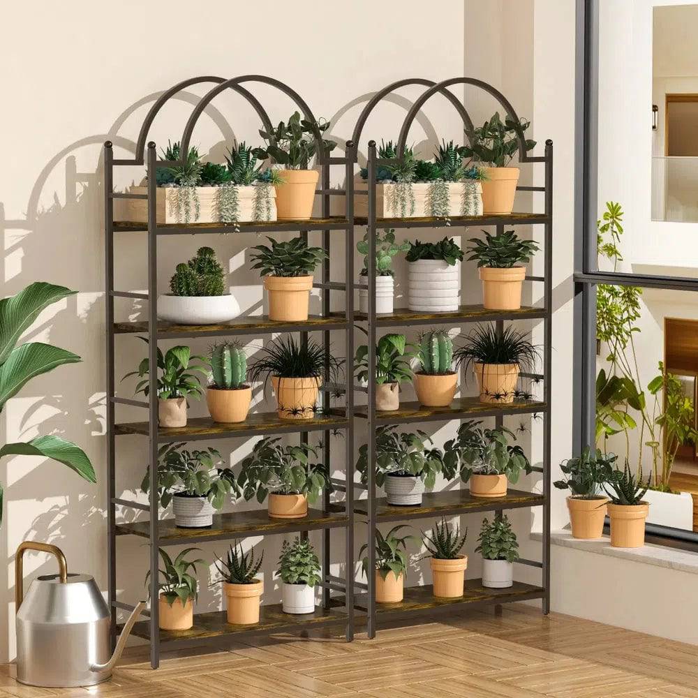 5 Tier Arched Metal Plant Stand & Bookshelf