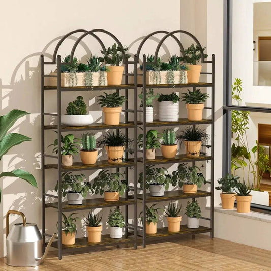5 Tier Arched Metal Plant Stand & Bookshelf
