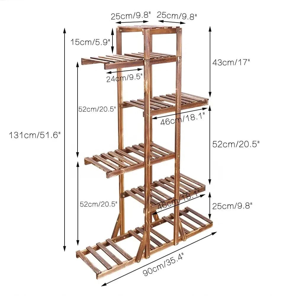 6-Tier Solid Pine Wood Plant Stand