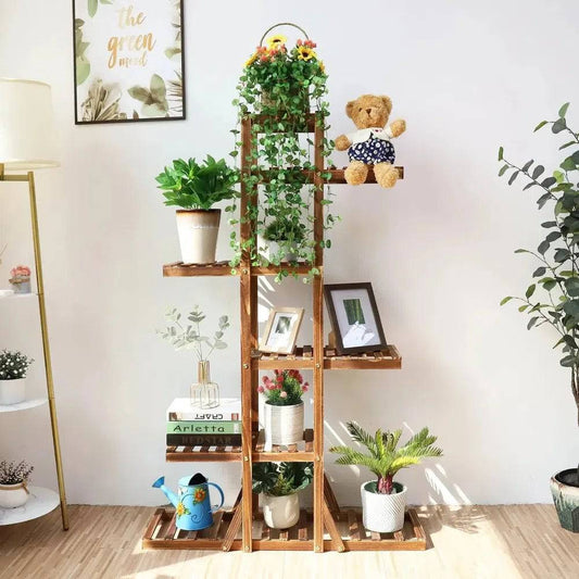 6-Tier Solid Pine Wood Plant Stand