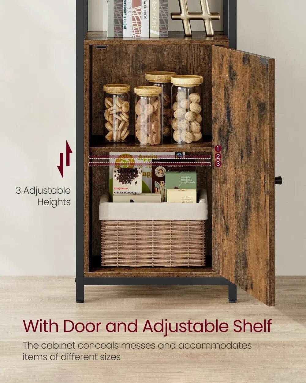 6-Tier Tall Bookcase with Adjustable Shelves