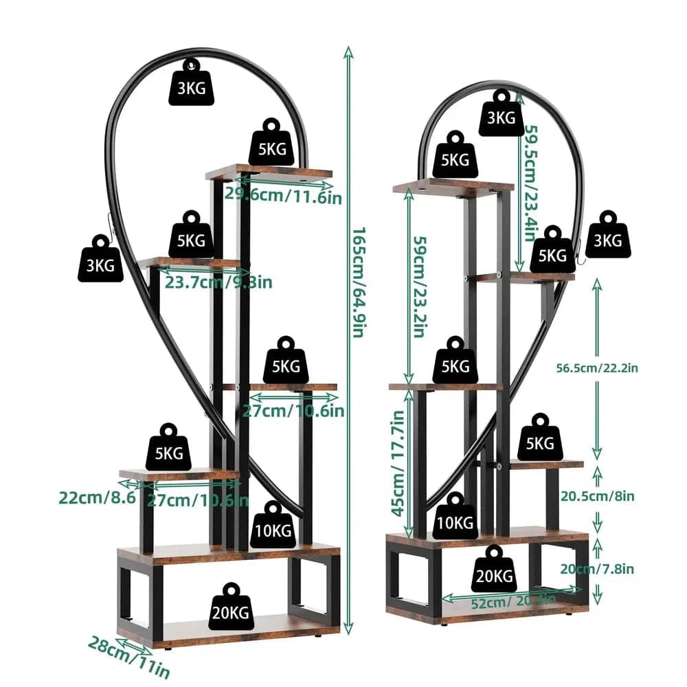 6-Tier Wood and Metal Plant Flower Rack