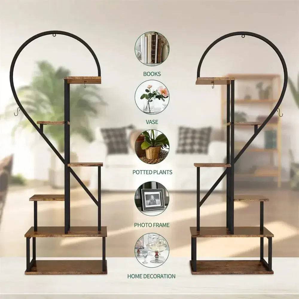 6-Tier Wood and Metal Plant Flower Rack