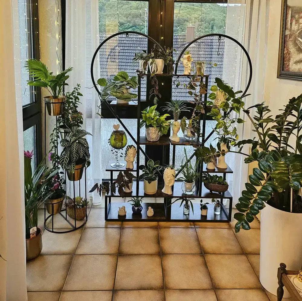 6-Tier Wood and Metal Plant Flower Rack