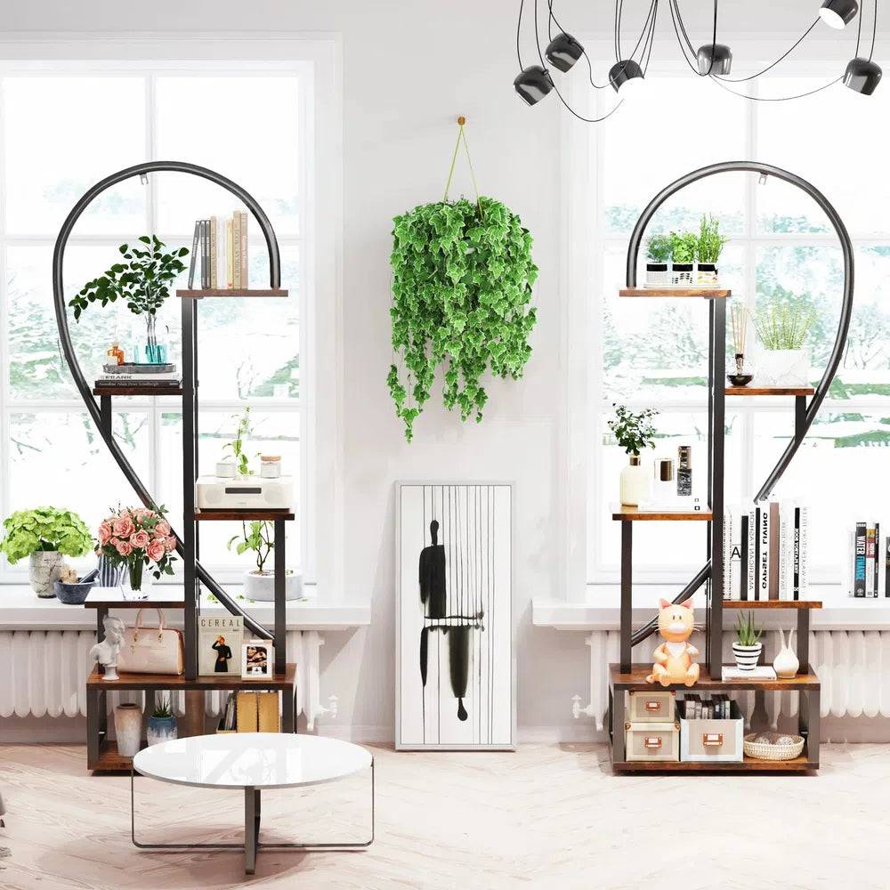 6-Tier Wood and Metal Plant Flower Rack