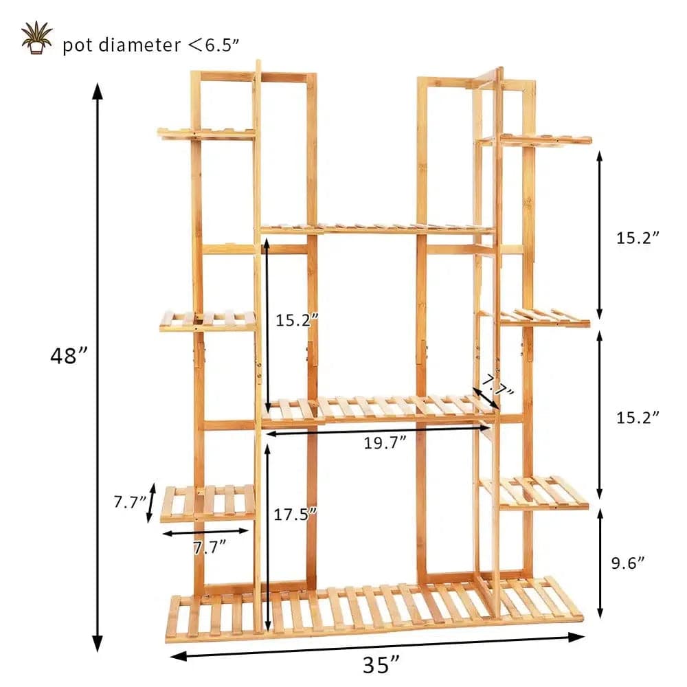 9-Tier Bamboo Plant Stand