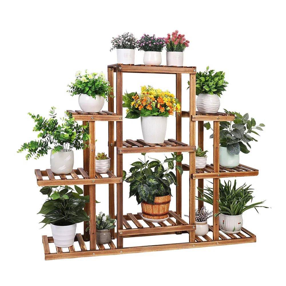 9-Tier Solid Pine Wood Plant Stand