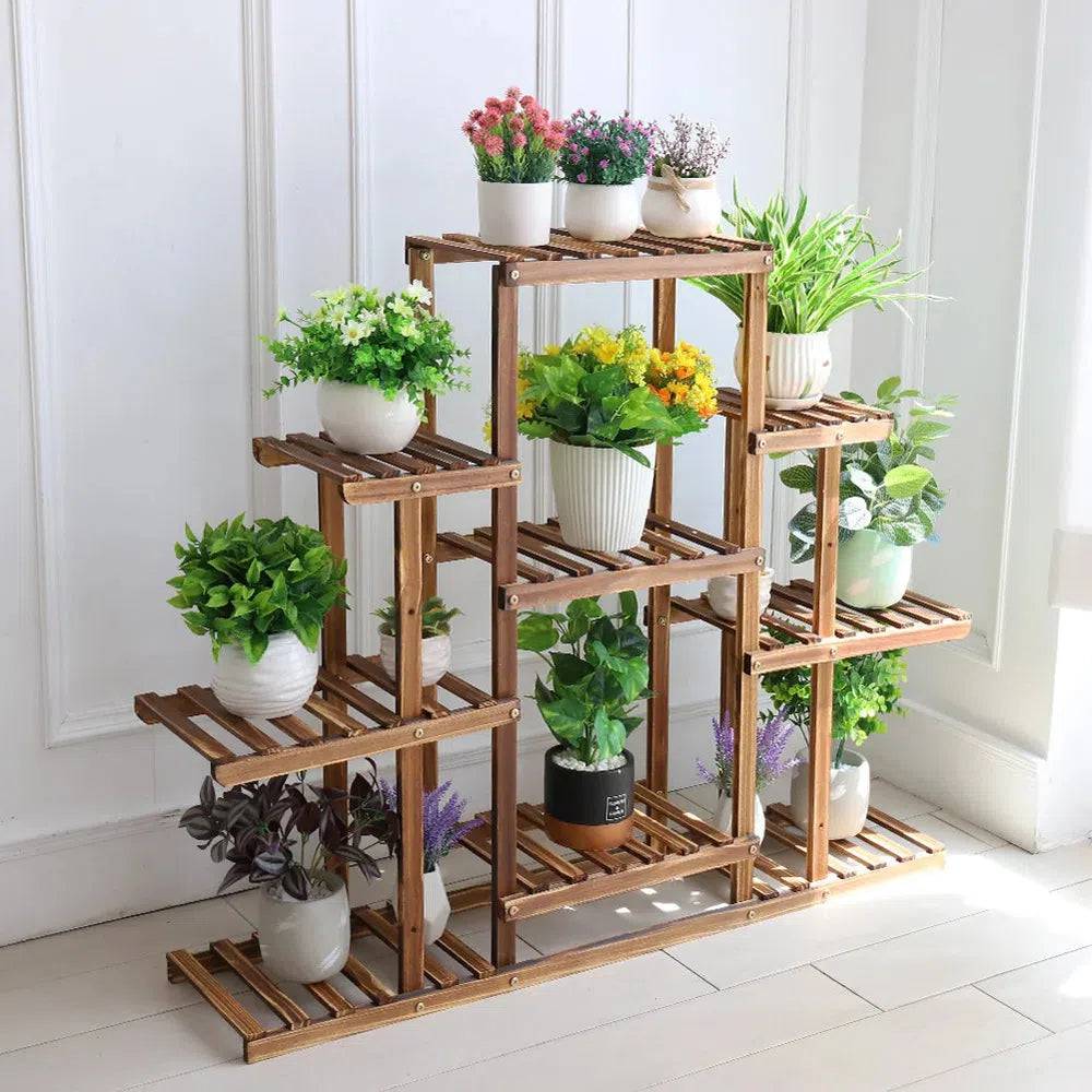 9-Tier Solid Pine Wood Plant Stand
