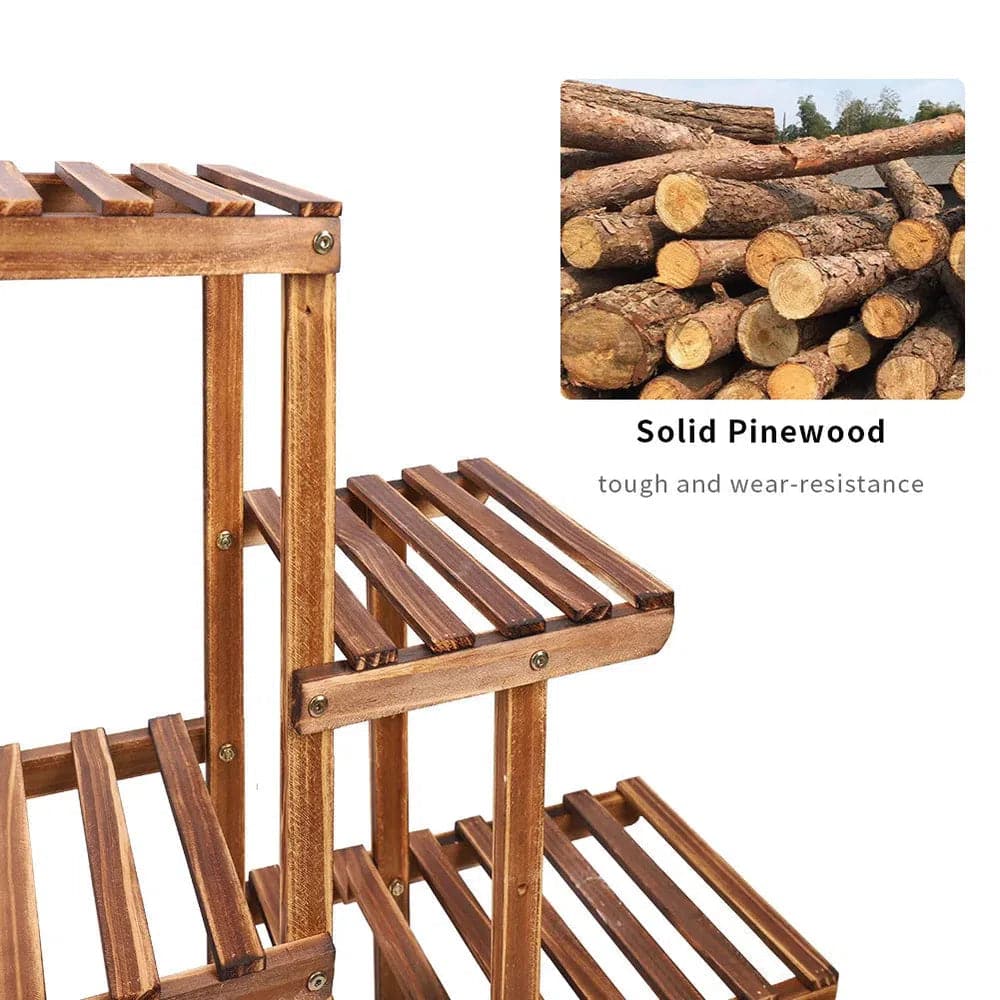 9-Tier Solid Pine Wood Plant Stand