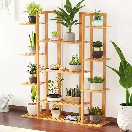 Bamboo 9-Tier Plant Stand & Storage Shelf