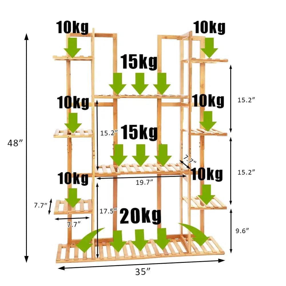 Bamboo 9-Tier Plant Stand & Storage Shelf
