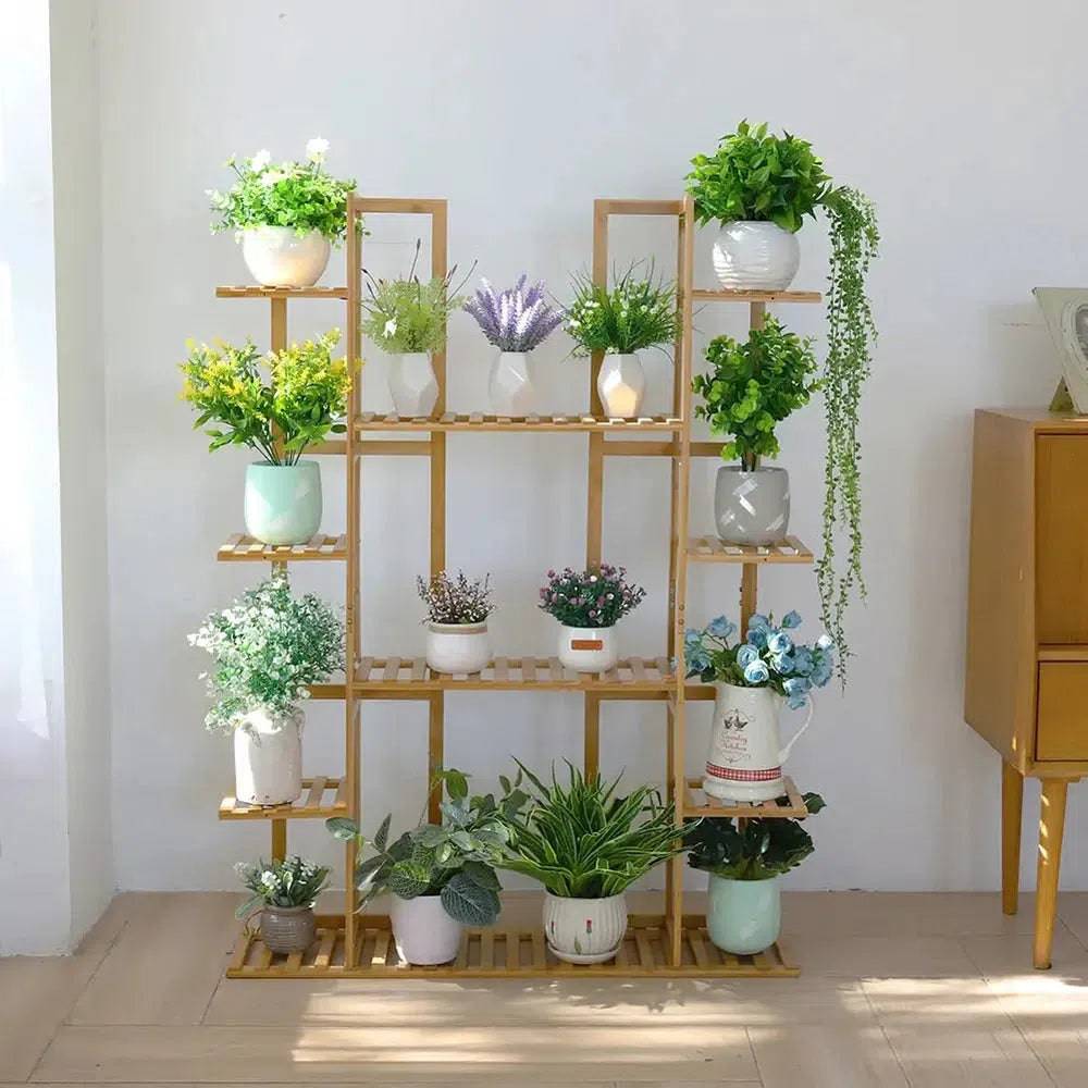 Bamboo 9-Tier Plant Stand & Storage Shelf