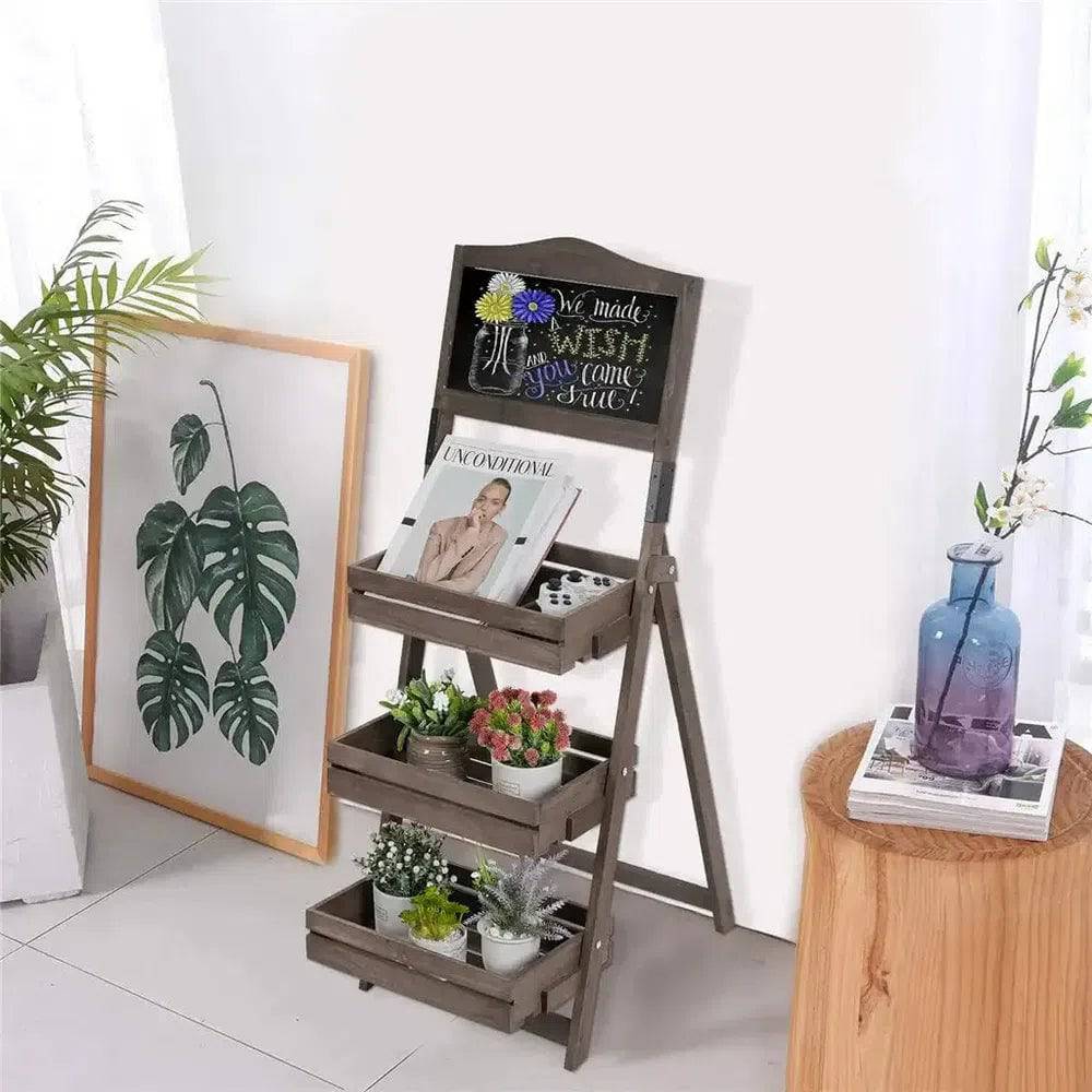 Folding 3-Tier Plant Stand with Chalkboard