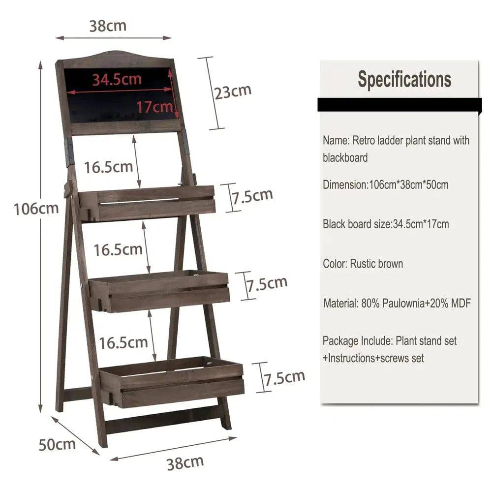 Folding 3-Tier Plant Stand with Chalkboard