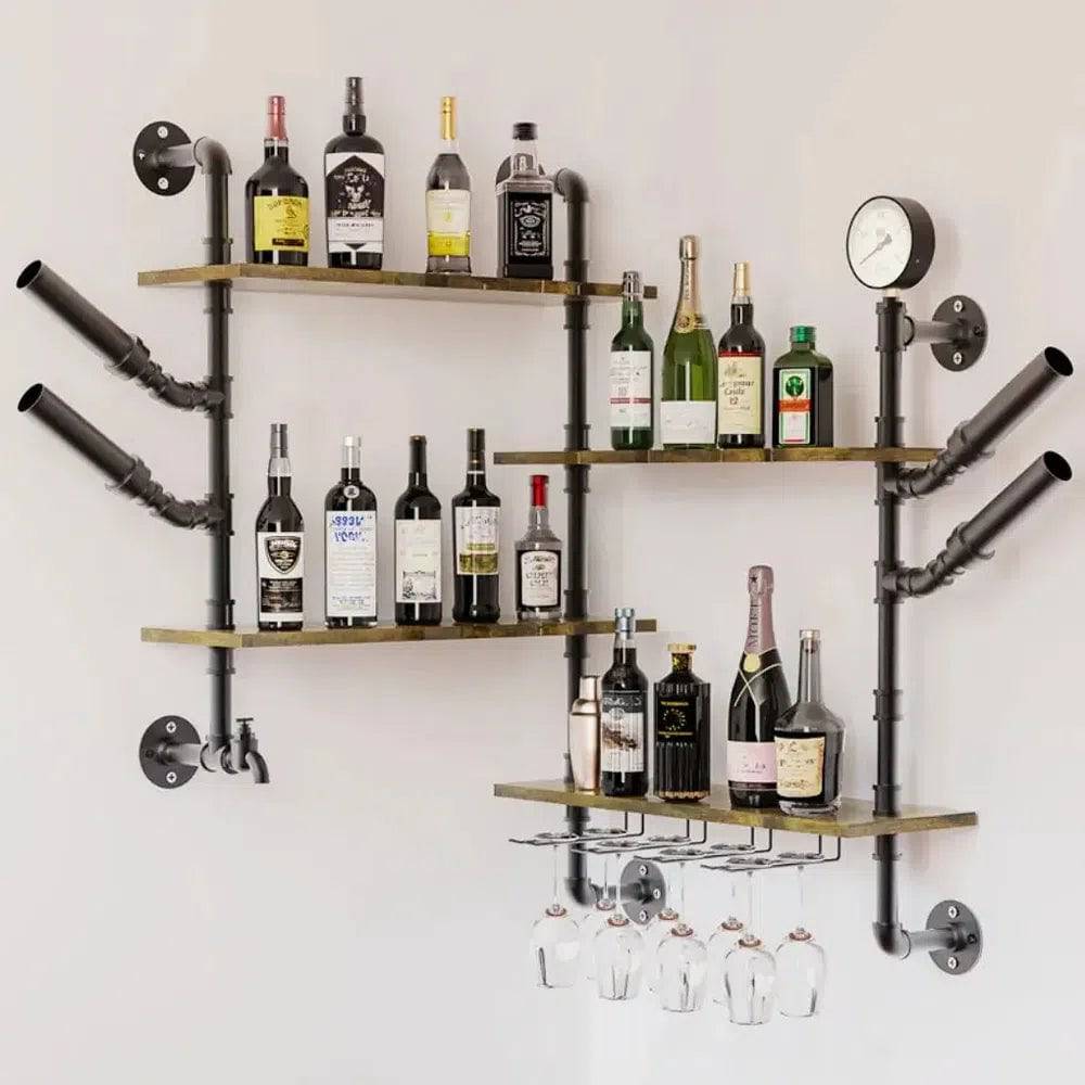 Industrial Pipe Bar Wall Liquor Shelf