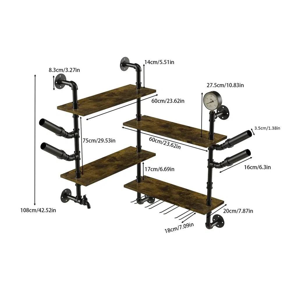 Industrial Pipe Bar Wall Liquor Shelf