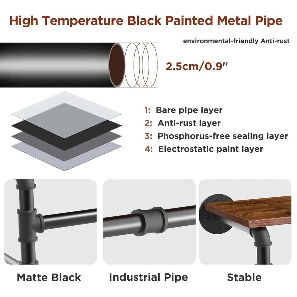 Industrial Pipe Clothes Rack with Shelf