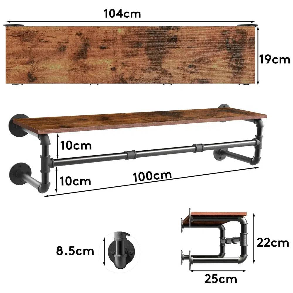 Industrial Pipe Clothes Rack with Shelf