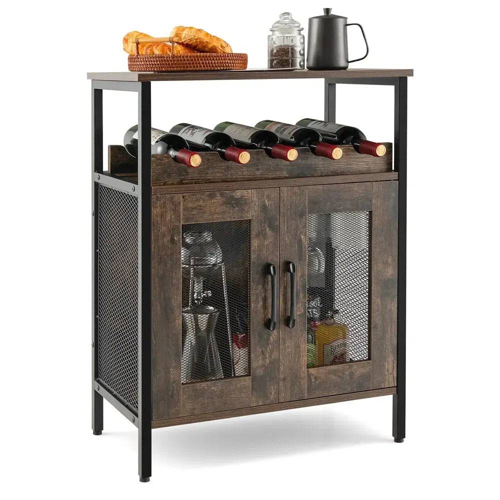 Industrial Wine Bar Cabinet Kitchen Storage Sideboard