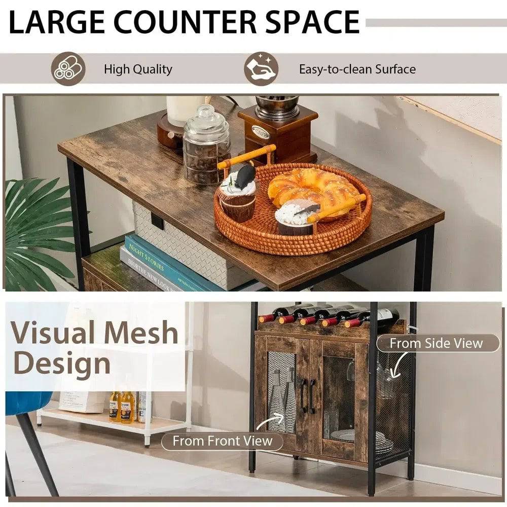 Industrial Wine Bar Cabinet Kitchen Storage Sideboard