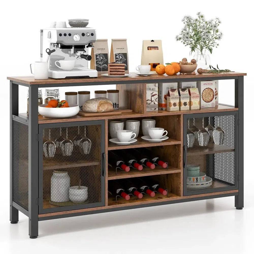 Industrial Wine Bar Cabinet with Storage
