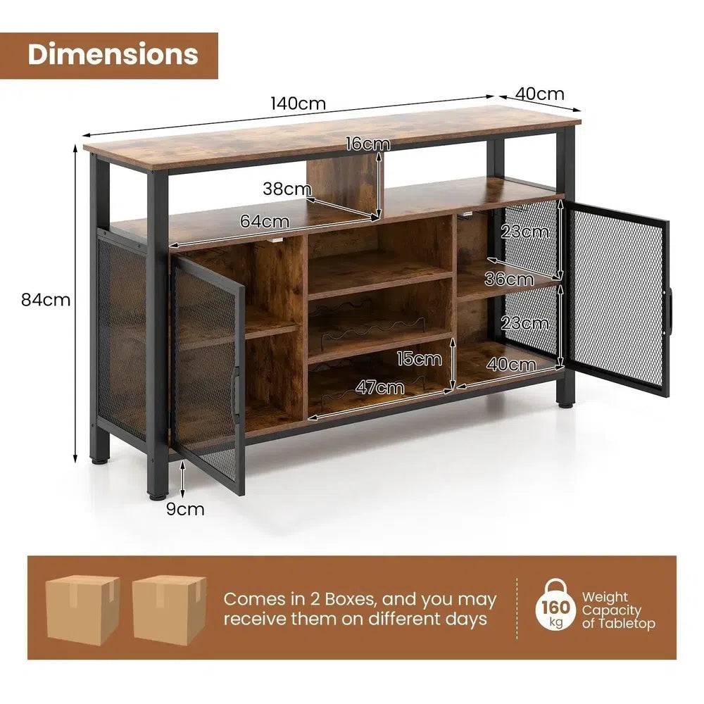 Industrial Wine Bar Cabinet with Storage