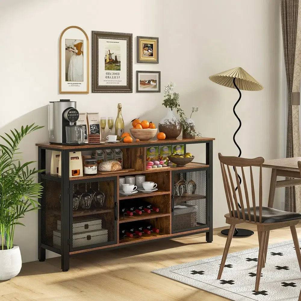 Industrial Wine Bar Cabinet with Storage