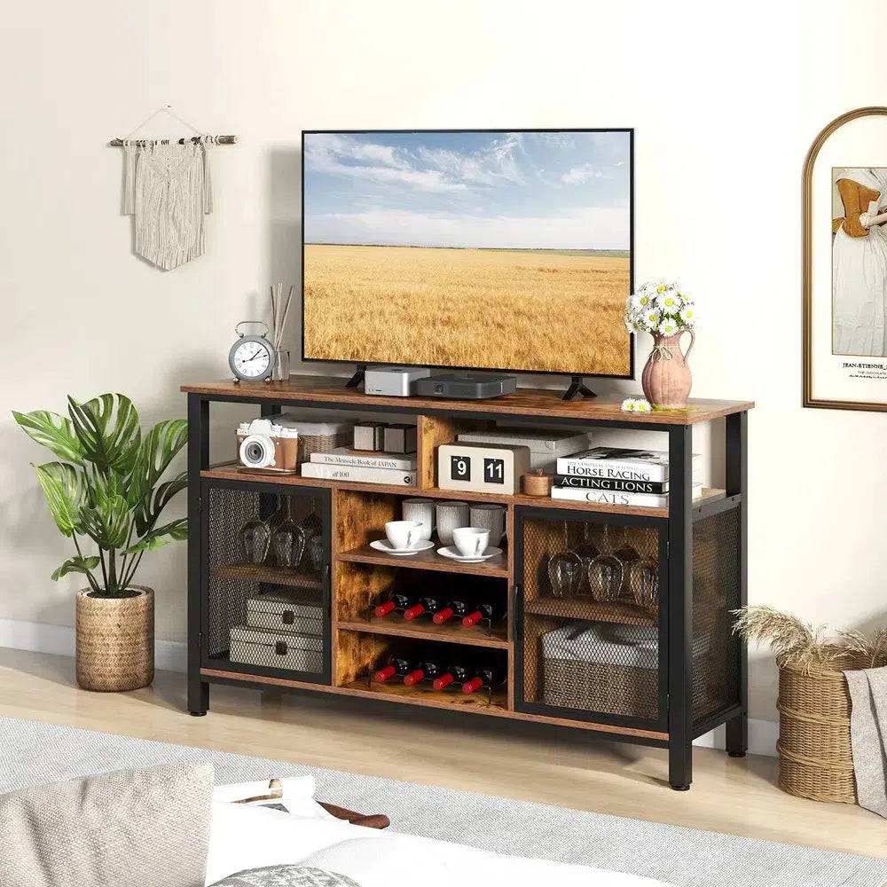 Industrial Wine Bar Cabinet with Storage