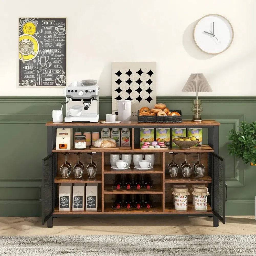 Industrial Wine Bar Cabinet with Storage