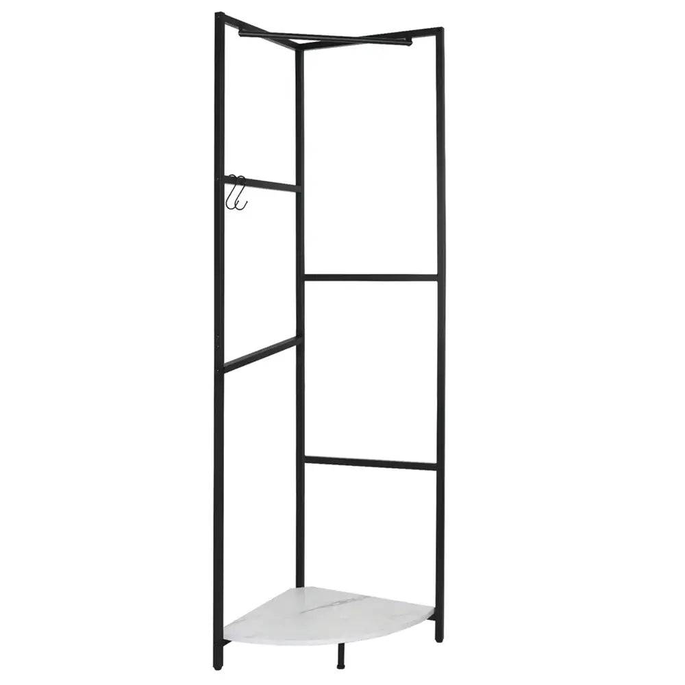 Metal Corner Coat Rack with Clothes Rail
