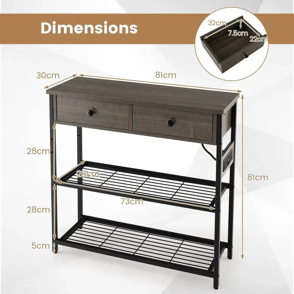 Narrow Console Table with Built-in Charging Station