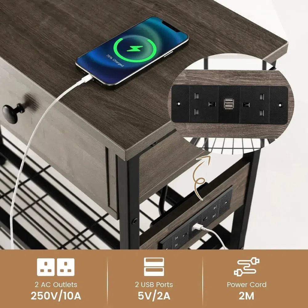 Narrow Console Table with Built-in Charging Station
