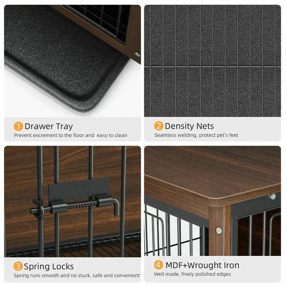 Wooden and Metal Dog Crate End Table