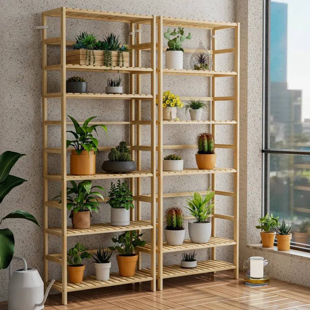 Six-Tier Bamboo Storage Rack with Adjustable Shelves