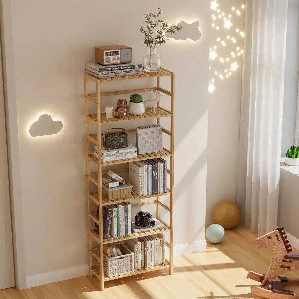 Six-Tier Bamboo Storage Rack with Adjustable Shelves